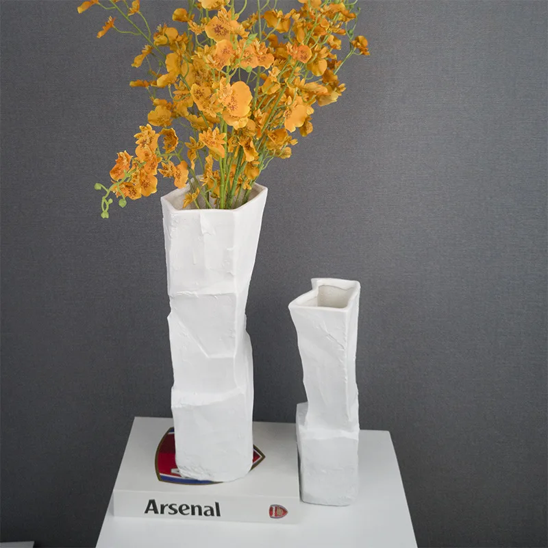 Resin Vase Geometric Stone Figure Shape Irregular Flower Decorative Ornaments Vases Pots Decoration