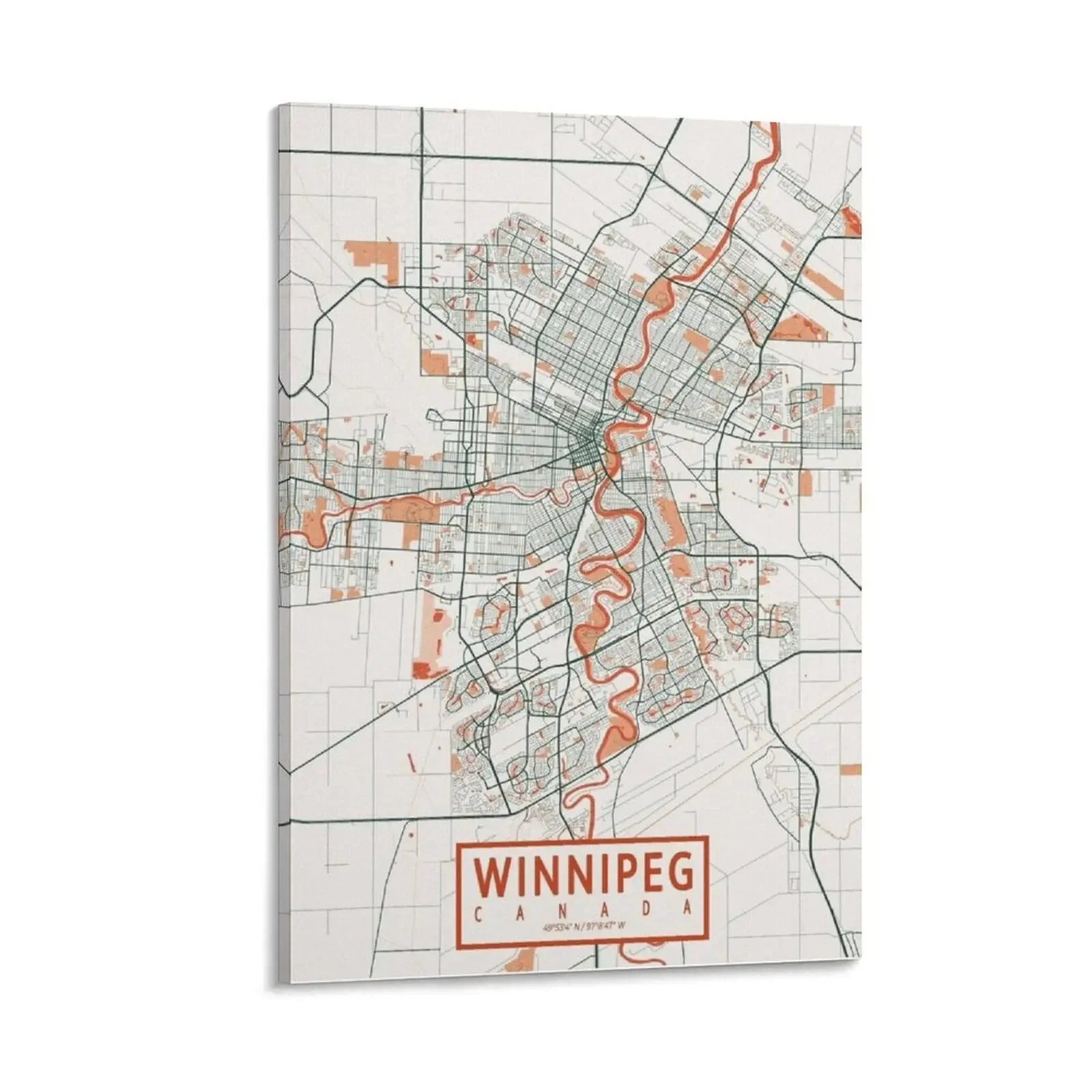 

Winnipeg City Map of Manitoba, Canada - Bohemian Canvas Painting aesthetic room decoration Decoration wall