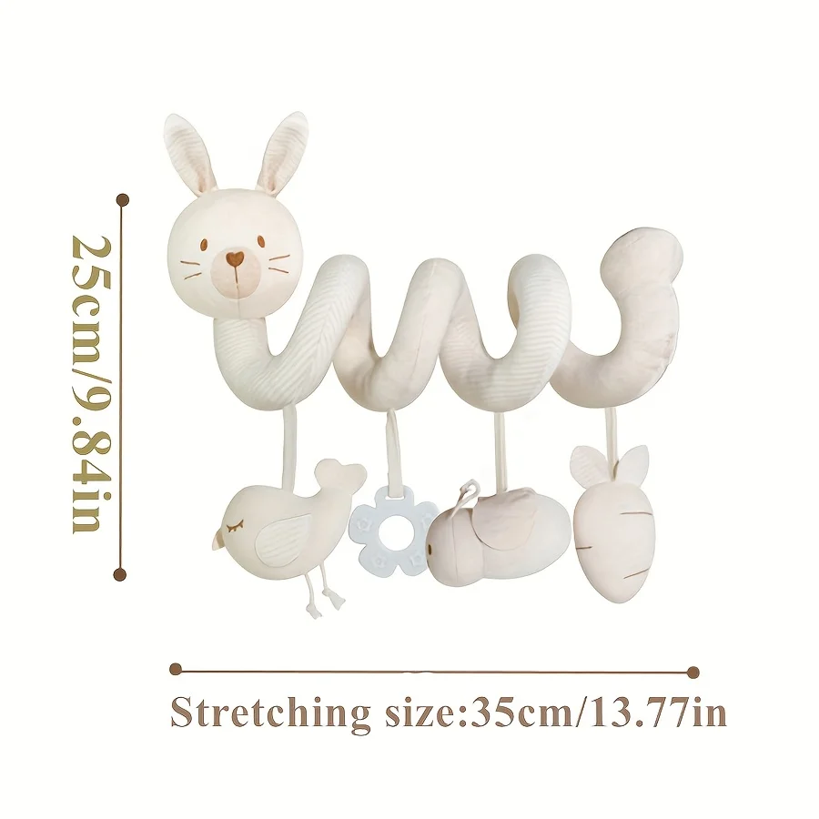 Zabawki do wózka dla noworodka - spiralne, do zawieszenia w samochodzie, miękki króliczek, wytrzymała tkanina, idealne na prezenty, zabawny design