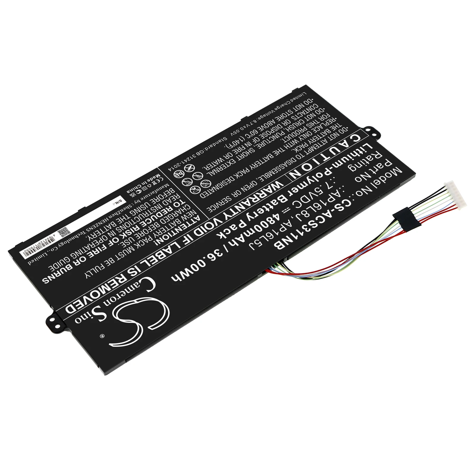 CS Replacement Battery For Acer AP16L5J, AP16L8J, KT.00205.002, KT.00205.008, KT.0020G.010  AP16L5J, AP16L8J, KT.00205.0