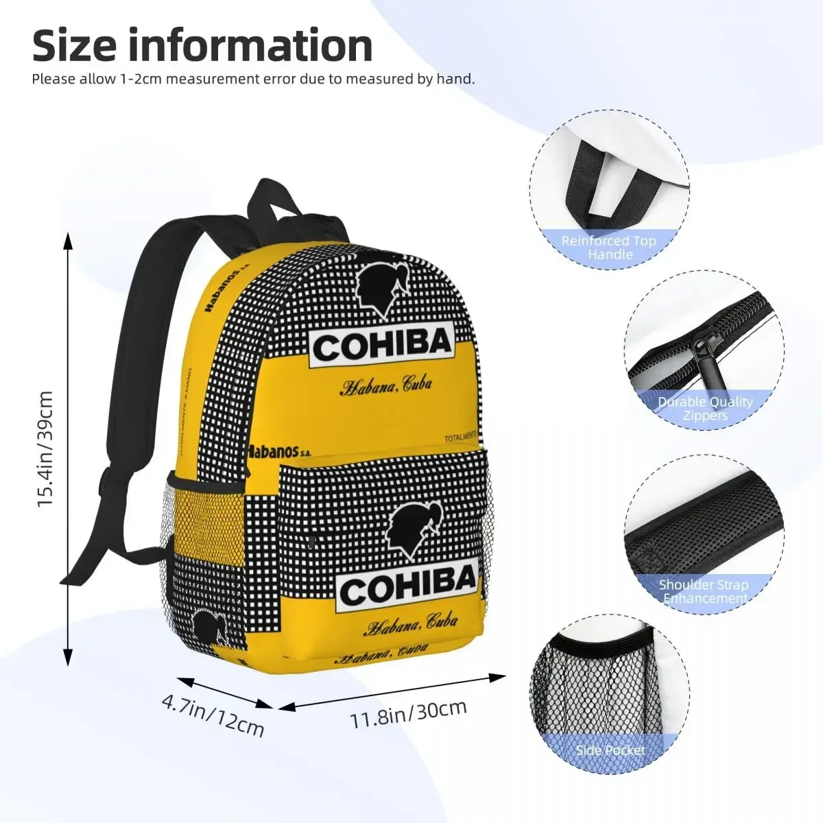 Cuban cohiba charutos mochilas meninos meninas bookbag moda estudantes sacos de escola viagem bolsa ombro grande capacidade