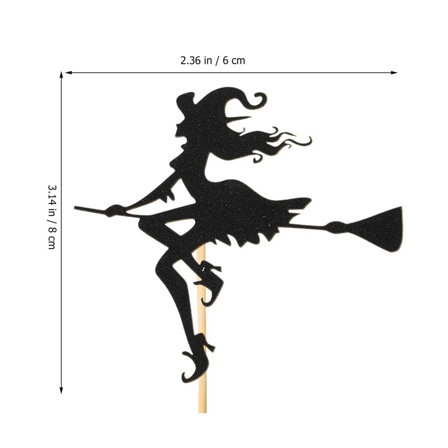 4 Stück Cupcake-Topper mit Hexenmotiv für Halloween, inklusive Tortenstäbchen zur Dekoration und als Gastgeschenke für Partys. – Detail 6