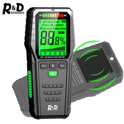 R&D MT28 Inductive Wood Moisture Meter Digital Electrical Tester Measuring tool LCD Display Ectromagnetic Wave Timber Hygrometer