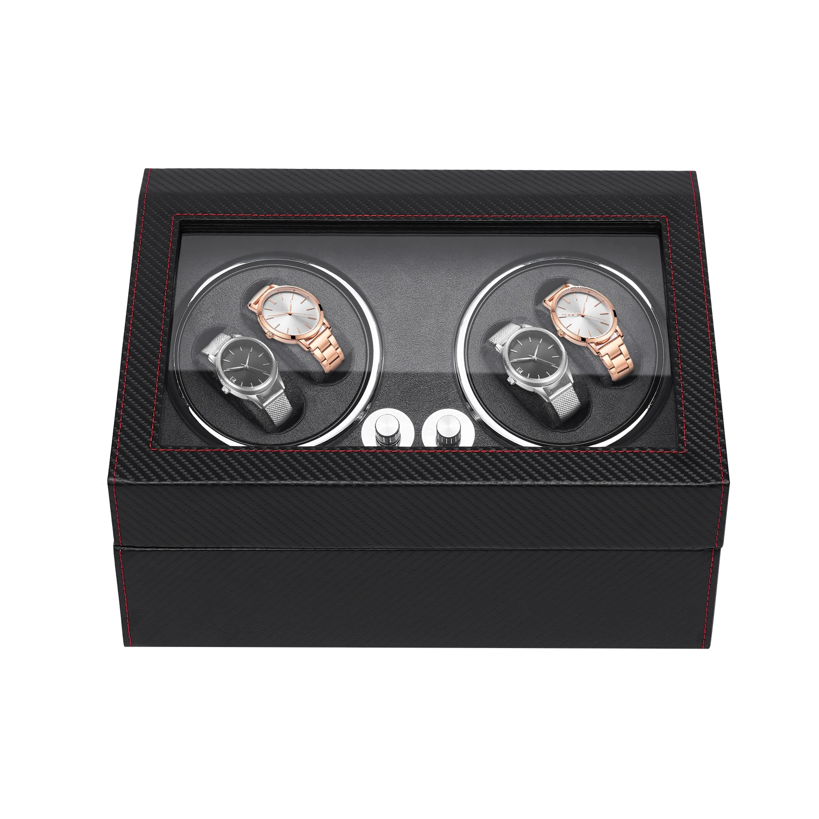 Automatic Rotation Leather Wood Watch Winder Storage Display Case Box Black