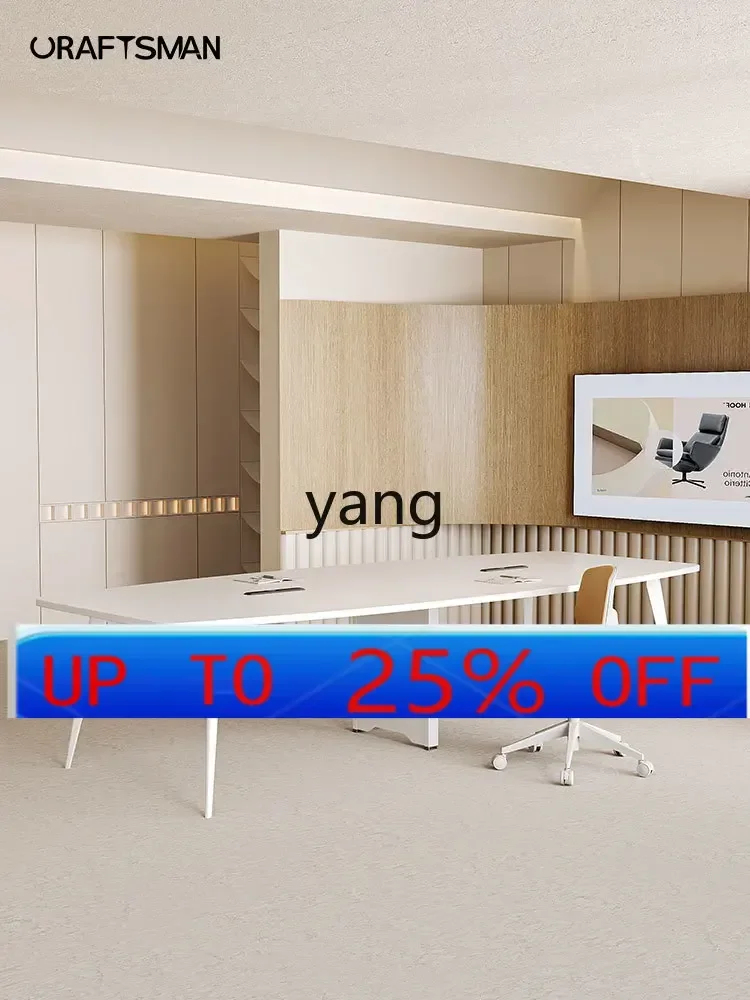 

LMMConference Long Table Simple Modern Size White Oval Negotiation Table and Chair Combination