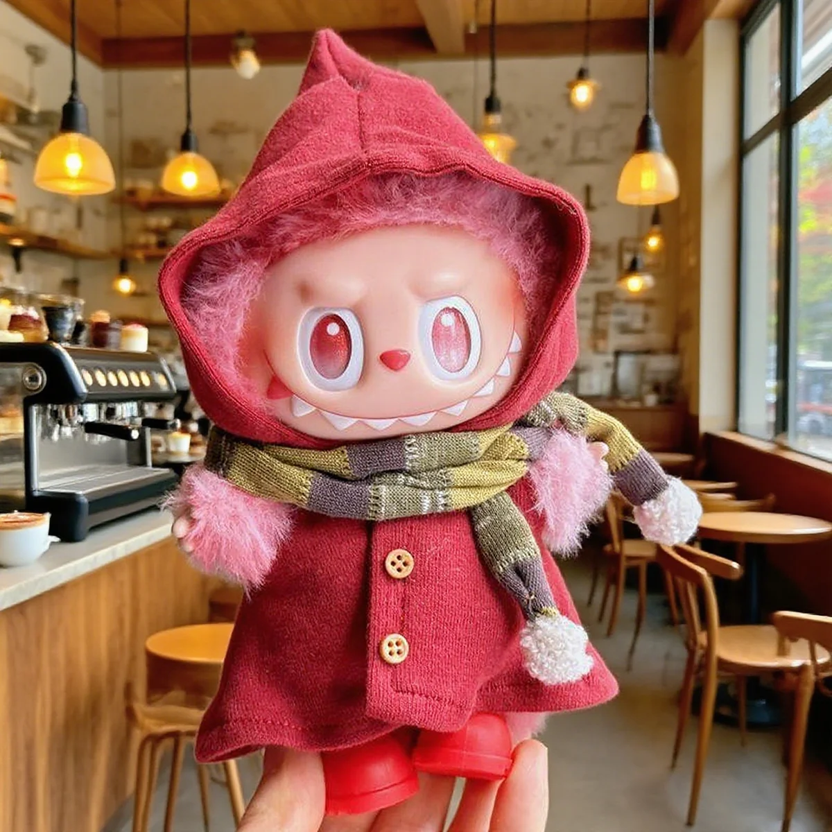 【Sem boneca】 linda capa de elfo roupas mini boneca roupas vestir-se roupa para labubu roupas de decoração de natal