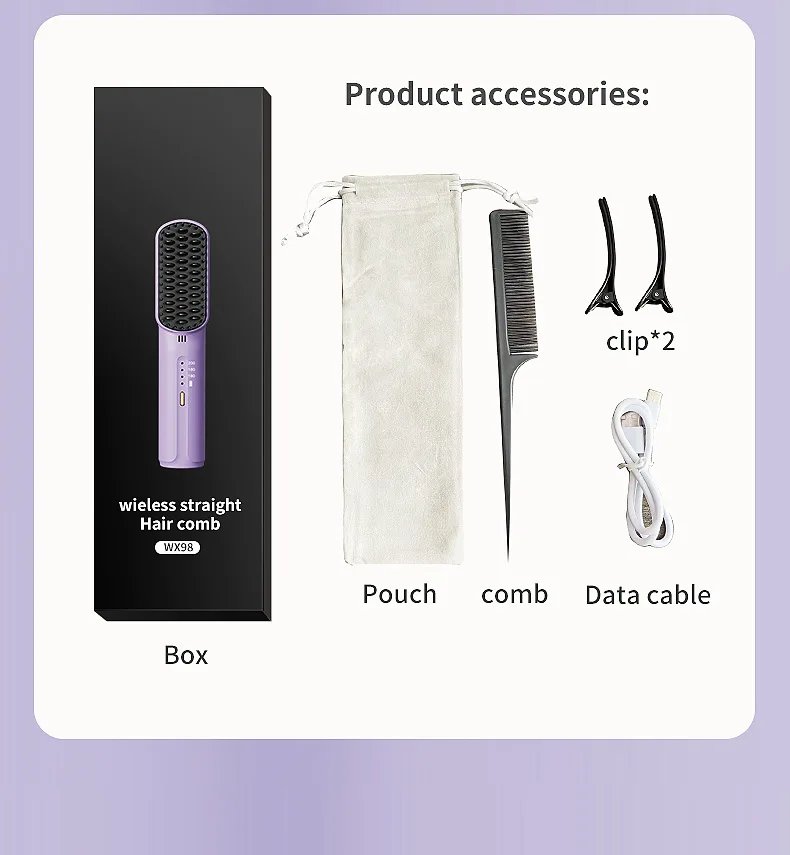 heating comb straightener Comb iron Hot air comb portable compact shape refill tool USB charging