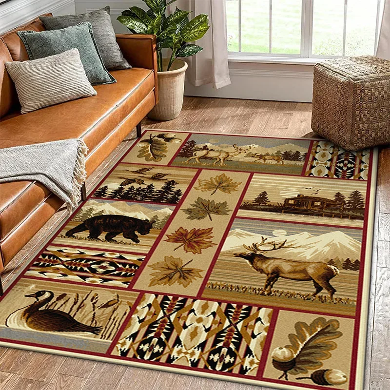VIKAMA Vintage-Style Animal Print Carpet - Soft And Slip-Resistant For Living Room Floor Mat, Bedroom Floor Pad, Home Decoration