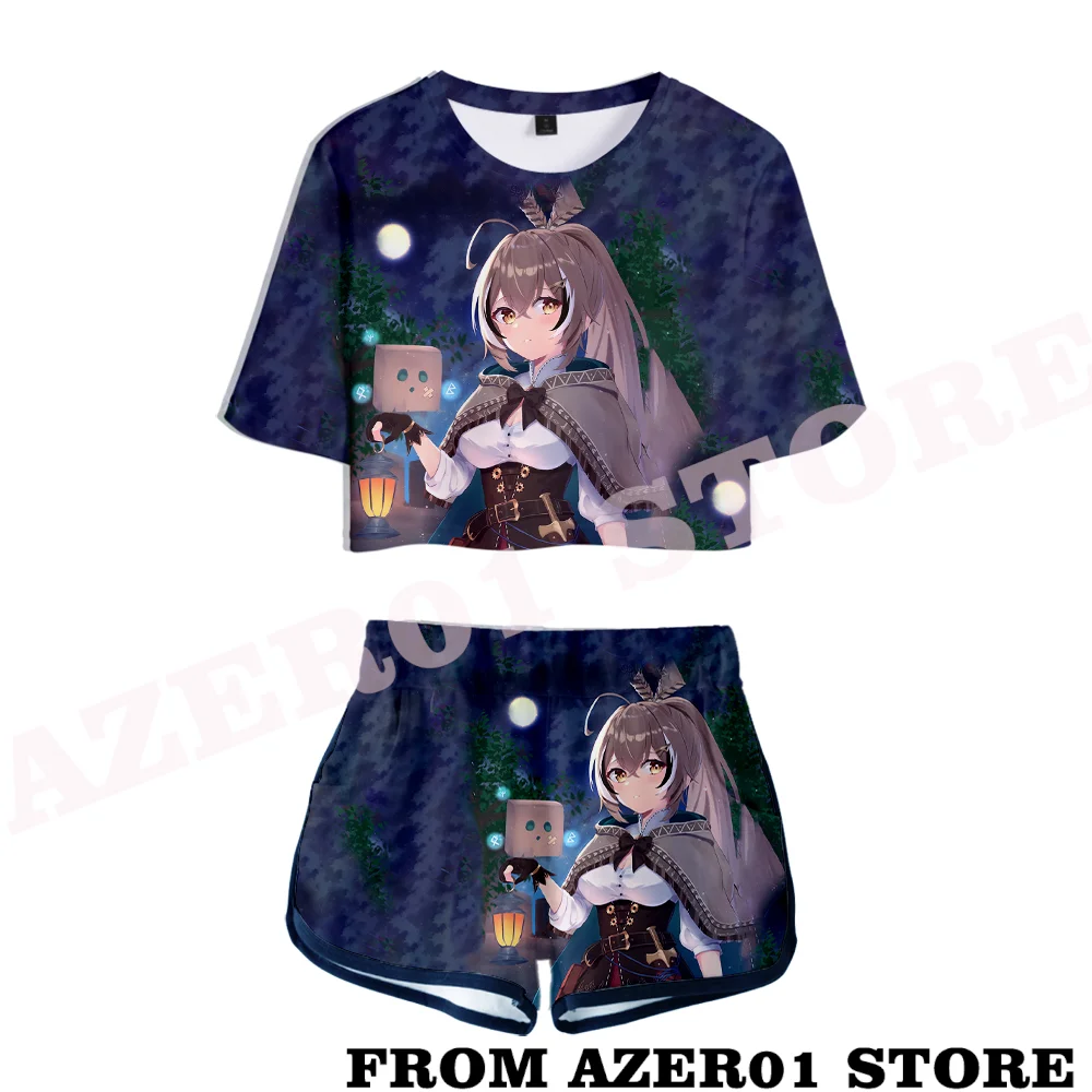 

HOLOLIVE VTuber Nanashi Mumei Merch T-shirt Tee Sets Summer unisex Sets Sexy Short Tops+shorts Elastic Waist Suit Two Piece Sets