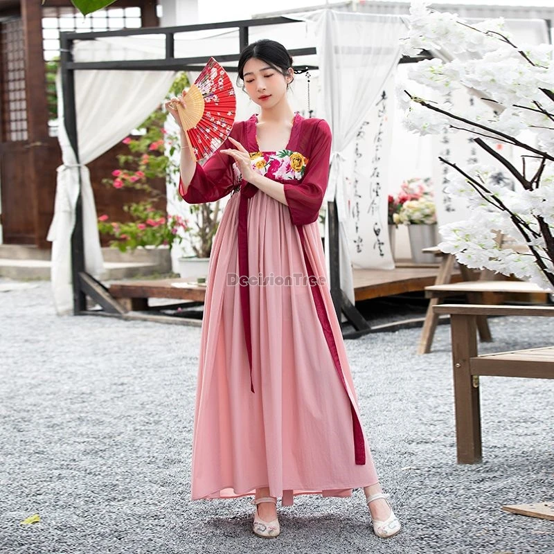 2024 new chinese tang style strapless dress set dignified gorgeous showy chiffon dress casual daily exquisite embroidery hanfu