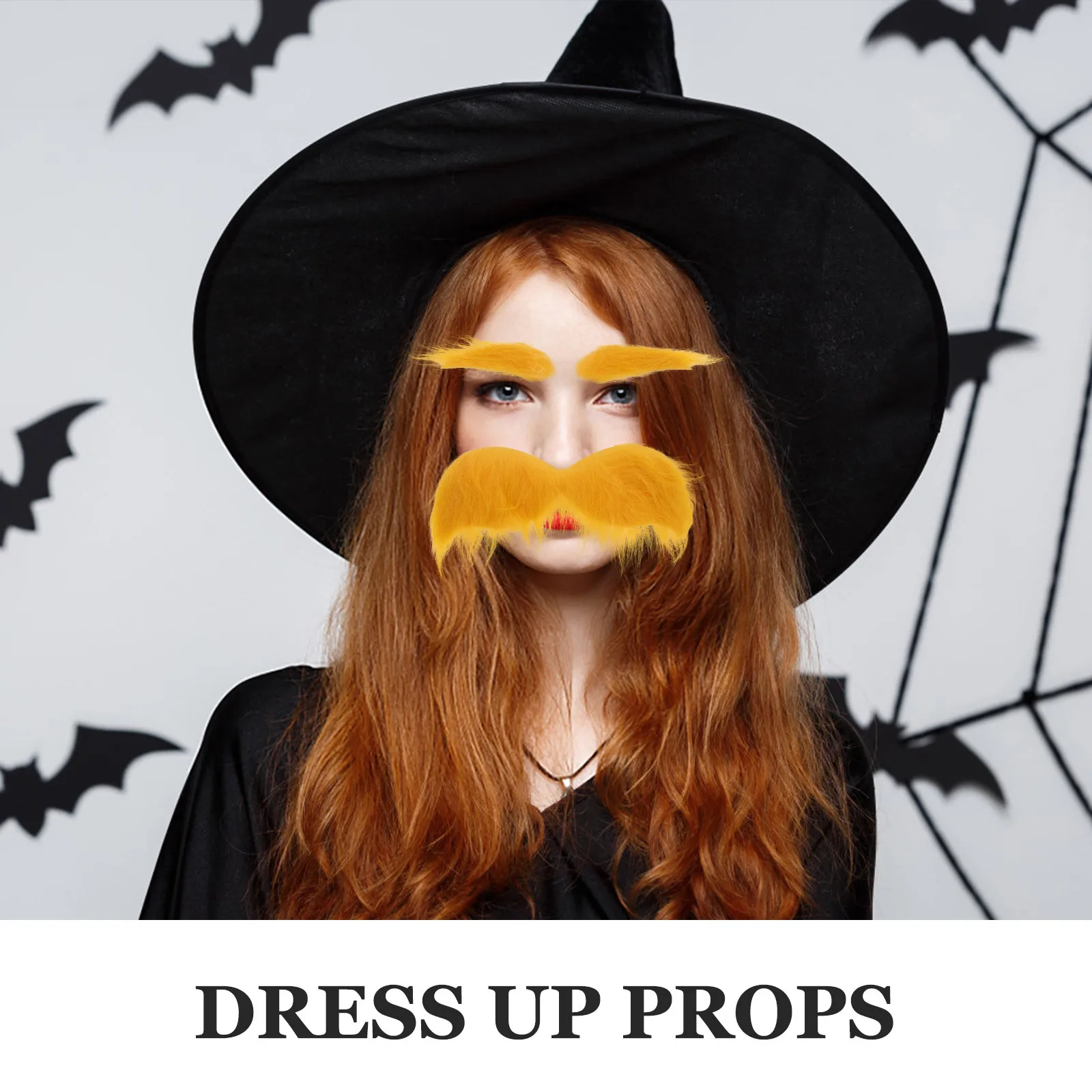 

1Set Artificial Yellow Beard and Eyebrow Fake Mustache Cosplay Prop Party Supplies Costume Performance Accessory