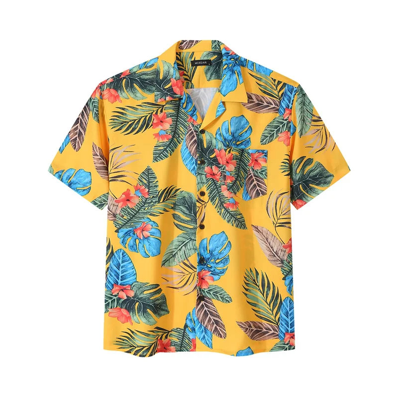 Summer Palm Tree 3D Print Men Shirts Oversized Crushed Flower Street Beach Hawaiian Fashion Mens Clothes Lapel Top Tee Shirts