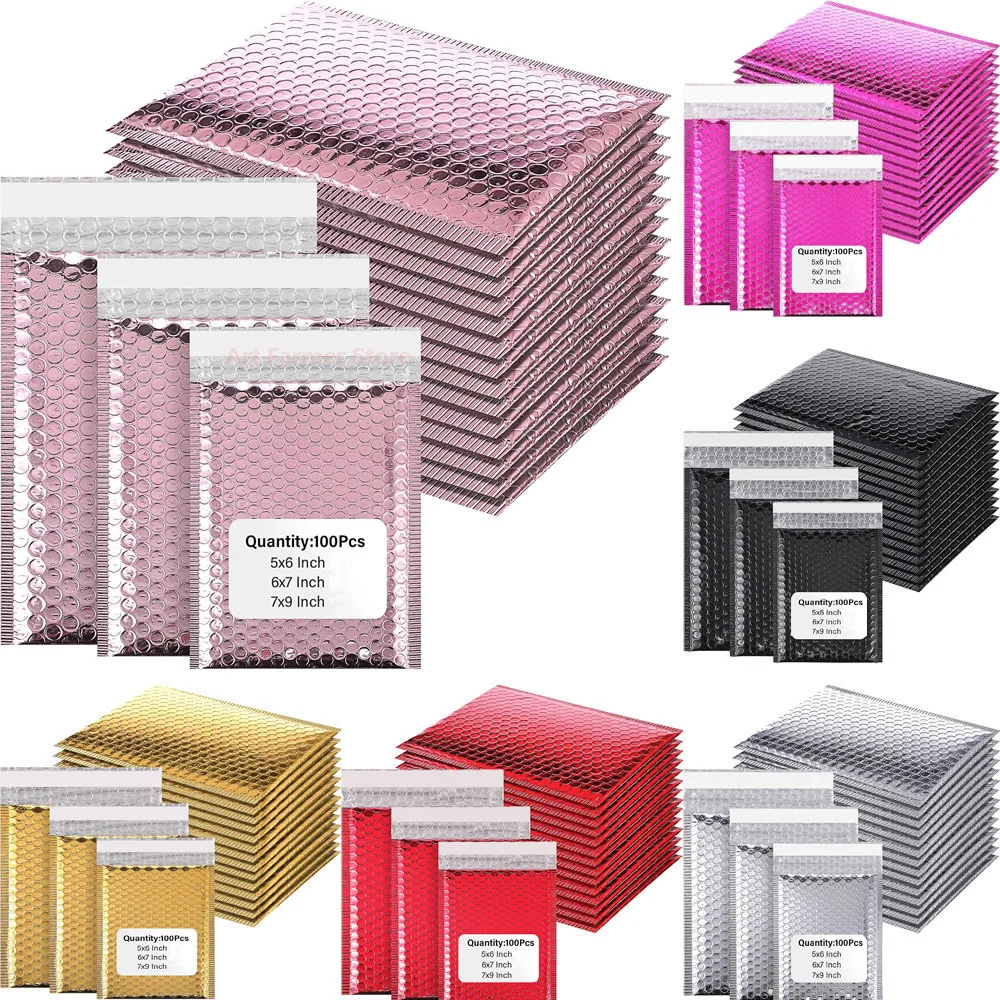 100pcs Small Business Supplies Shipping Packaging Bubbles Bubble Padded Envelopes Bags to Pack Products Mailers Mailer