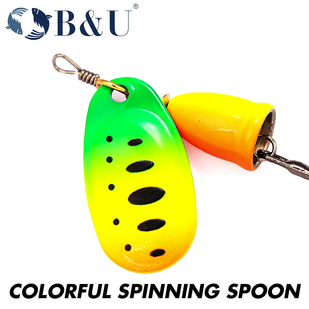 B & U سبينر الطعم الصيد إغراء ملعقة 1 قطعة المياه العذبة المياه المالحة إغراء اكسسوارات خطاف ثلاثي المعادن الصلب إغراء Wobblers معالجة
