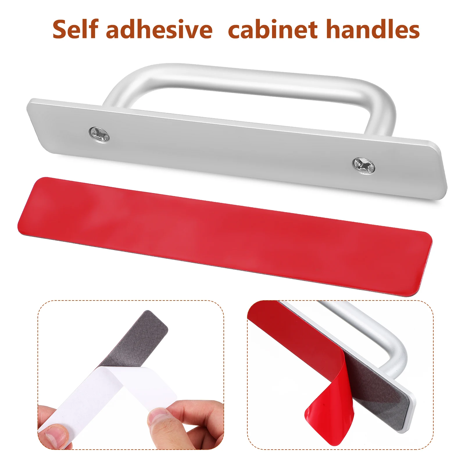 

4Pcs Punch Free Aluminum Alloy Door Handles Self Adhesive Cabinet Pulls for Sliding Doors Kitchen Furniture Drawer Hardware
