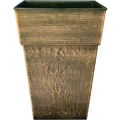 Tall Square Planter - Decorative Indoor Outdoor Plant Pot for Front Porch, Deck, Patio and Home