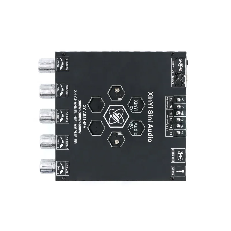 AS21HPA High-Power BT 5.2 Digital Amplifier Board 2.1 Channel Class D Subwoofer 300W*2+600W TPA3255 Speaker Module