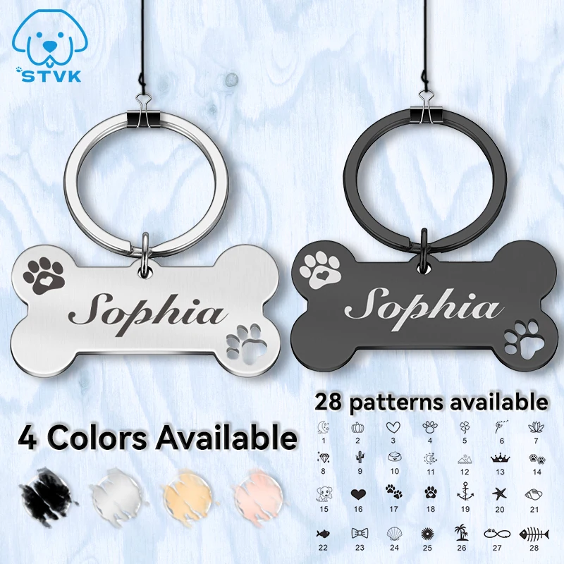 

New Personalized Pet ID Tag Free Engraved Pet ID Name Keychain for Cat Puppy Dog Collar Tag Pendant Keyring Bone Pet Accessories