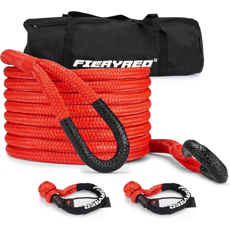 Kinetic Recovery Rope Kit with 2 Soft Shackles, 7/8 Inch x 20 FT Tow Rope,Heavy Duty Offroad Snatch Strap for UTV, ATV, Truck