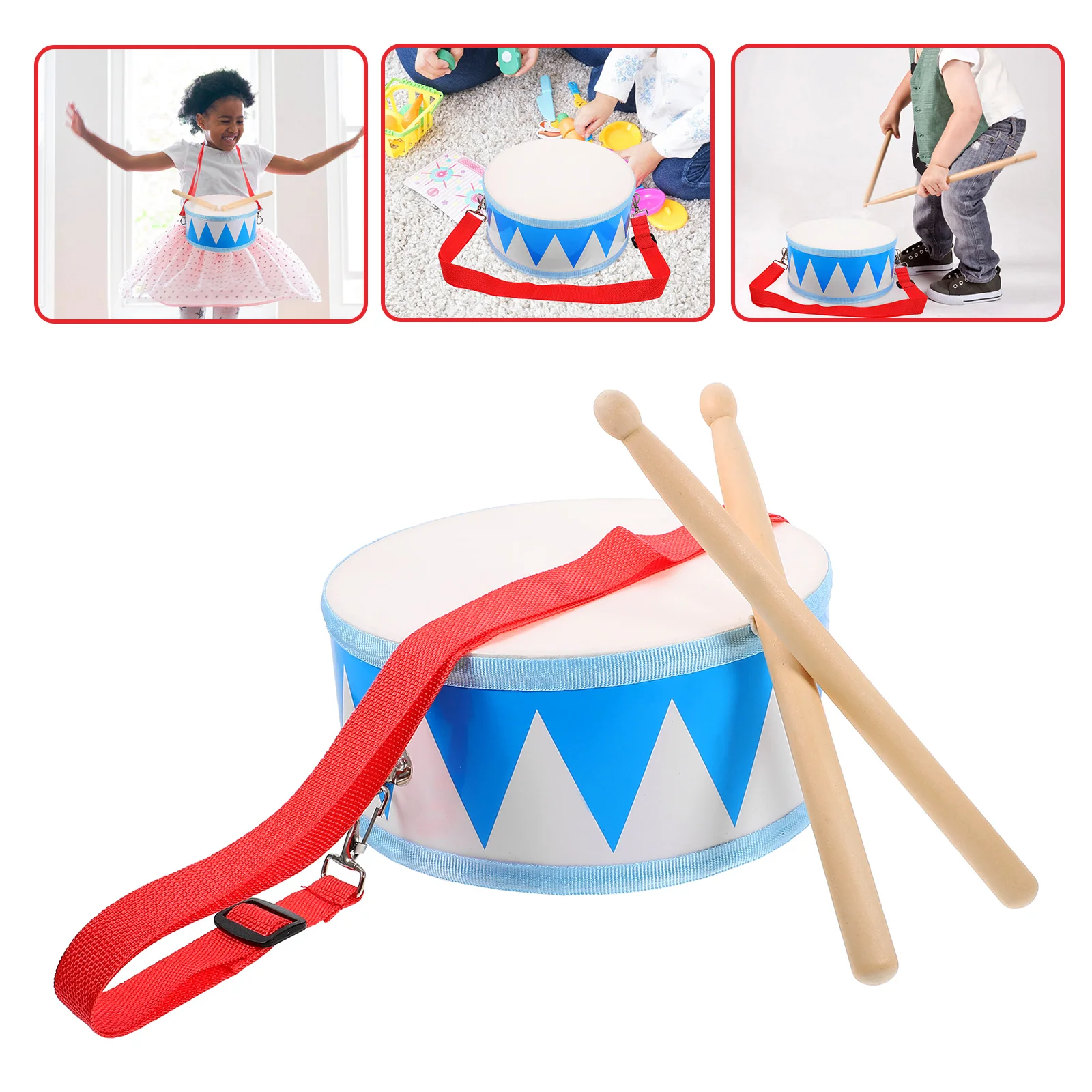 1 مجموعة طفل مجموعة طبلة خشبية للأطفال كمين طبل الطفل أداة عزف موسيقى التعليمية إيقاع التعلم أداة #2