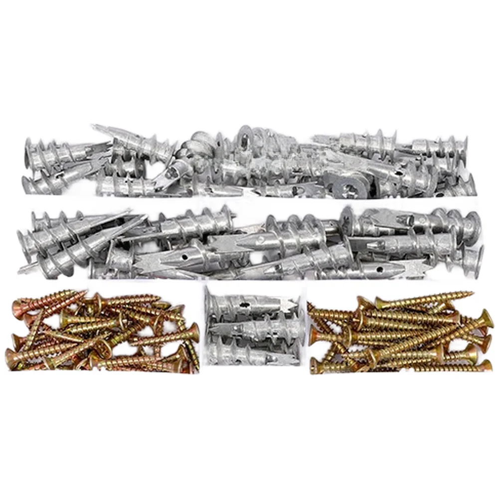 100pcs Spiral Anchor Screws Zinc Alloy Blue for Drywall Woodworking Self Drilling Expansion Bolts 17.8x10.5x2.3cm