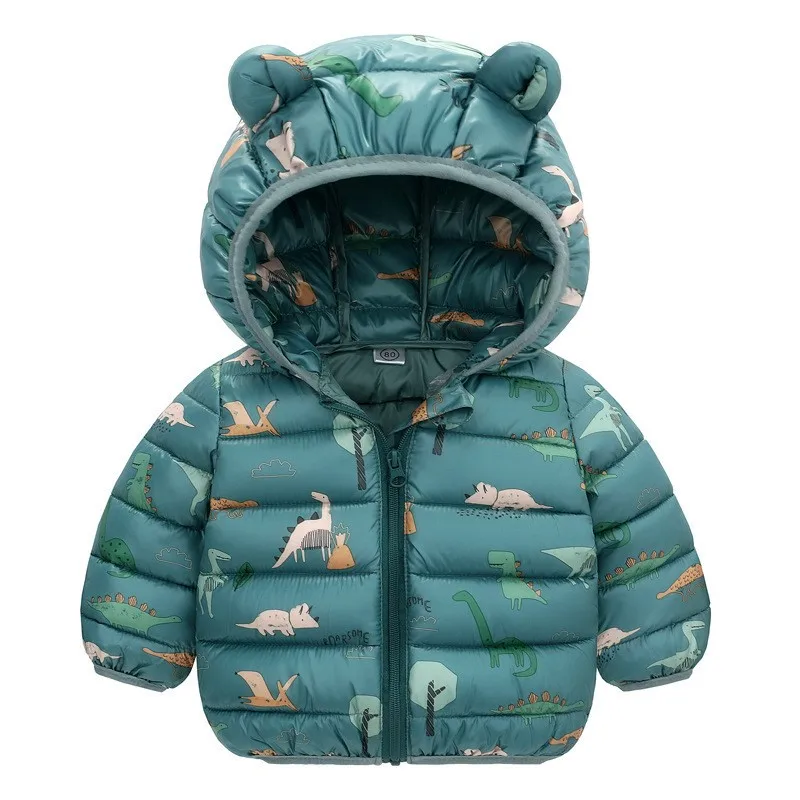 1-5 Years Autumn Winter Baby Boys Jacket Full Print Dinosaur Pattern Casual Keep Warm Coat For Kids Children Birthday Present