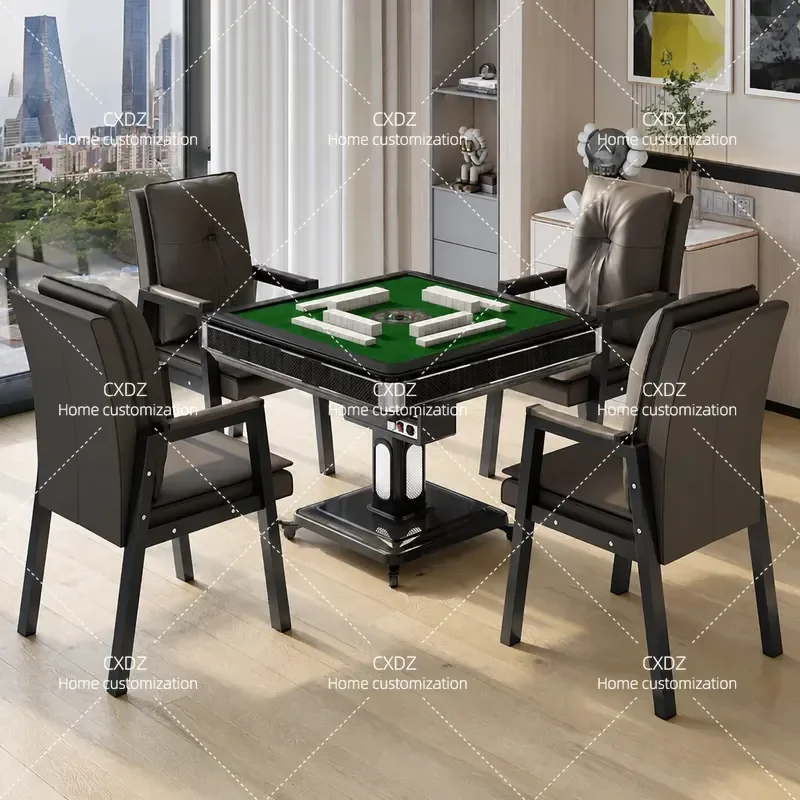 Three Layer Automatic Mahjong Machine Household Dining Table Dual Purpose Silent Foldable Scratch Free Game Table