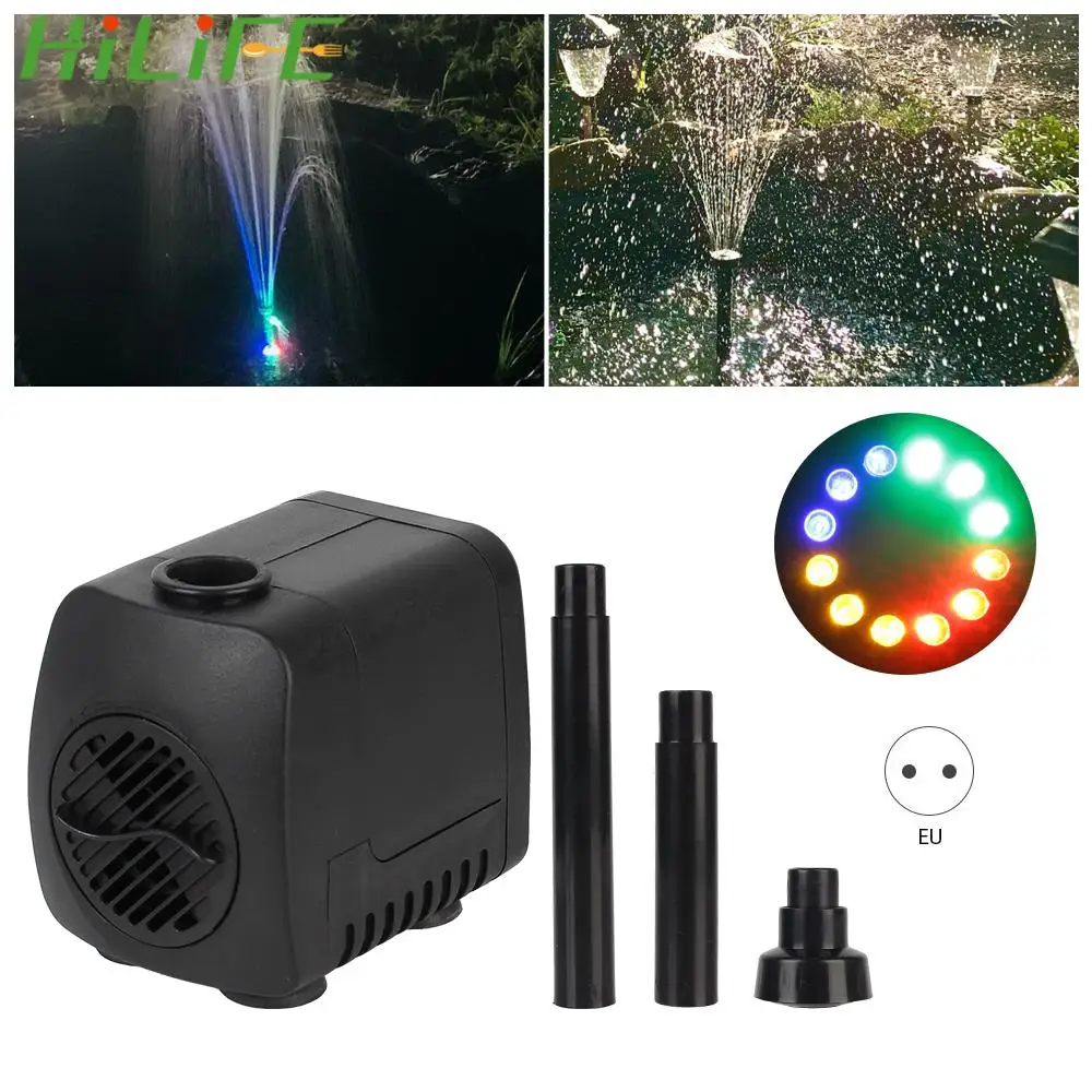 

Garden Aquarium Fountain with 12 LED Light EU Plug with Power Cord Water Pump Ultra-quiet 15 W Waterproof