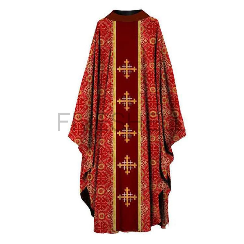 Abito musulmano da uomo Costume Cosplay di Halloween Jubba Thobe abito da preghiera abito retrò sacerdote medievale monaco mantello cattolico Cape