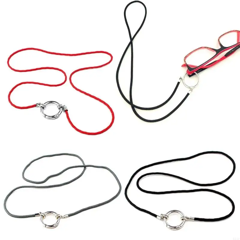 E21F Eyeglass Holder Necklace Ring Reading Glasses Holder Sunglasses Necklace Metal Loop Sunglasses Anti-Lost Cord Easy Use