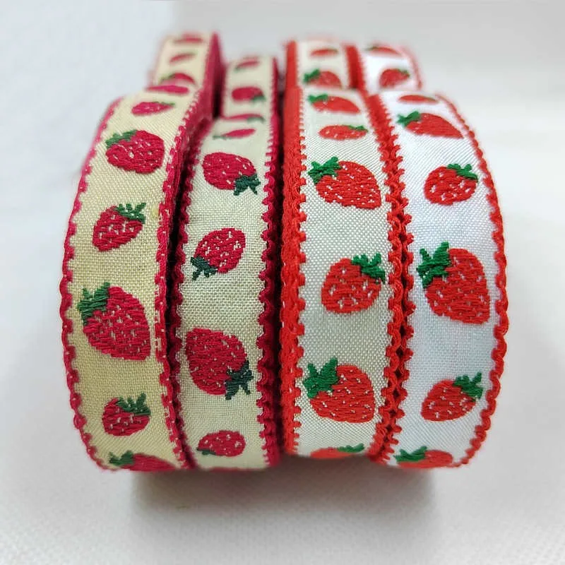 New 15mm 22 Yards Embroidery Vintage Ethnic Polyester Ribbon Accessories Strawberry Lace DIY Clothes Bag Dress Decoration