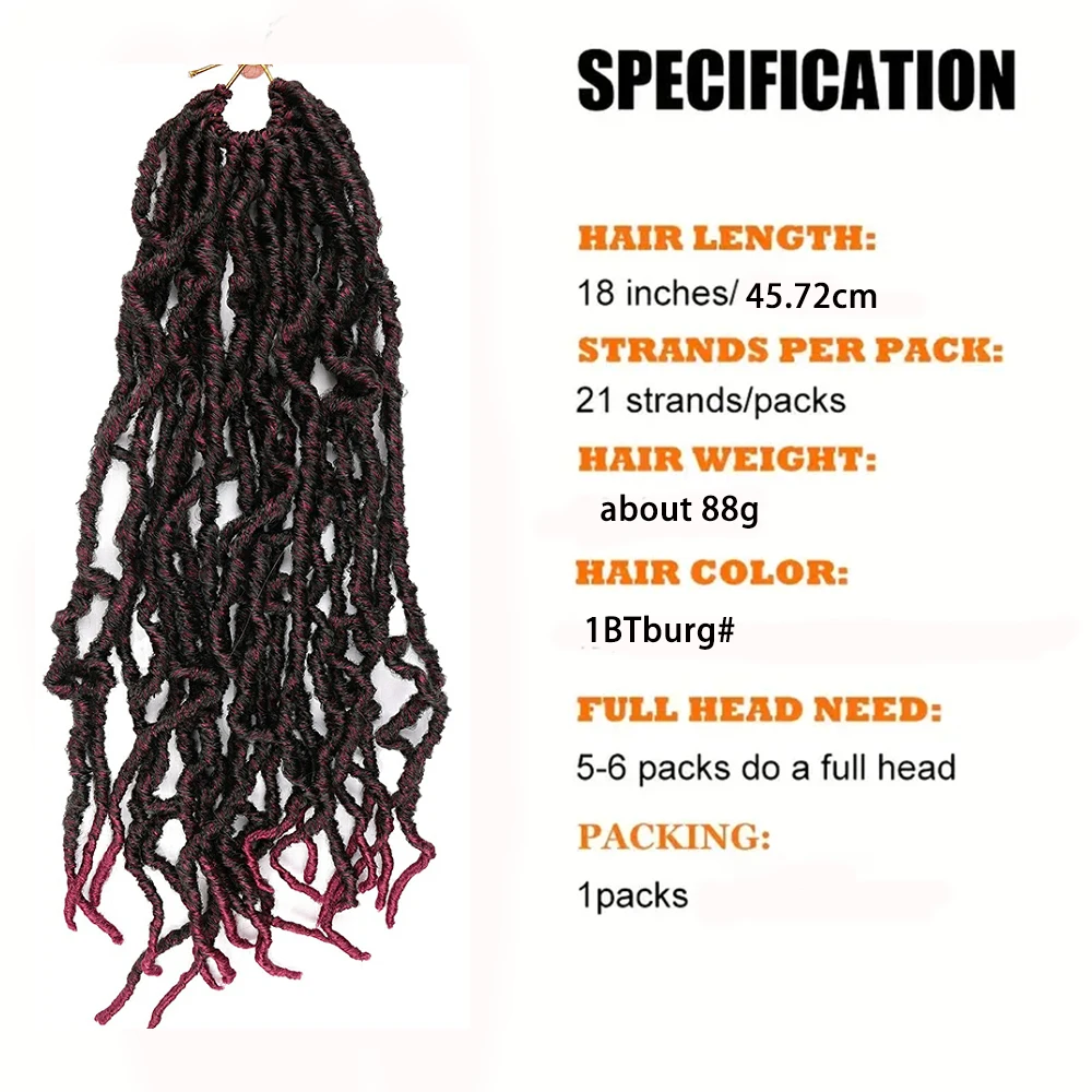 21roots/pack African Faux nu locs Crochet Braids Hair Extensions wigs Synthetic dreadlocks Burgundy Ombre Crochet hair accessory