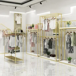 Custom, Retail Cloth Store Boutique Equipment Interior Display Shelf Gold Furniture