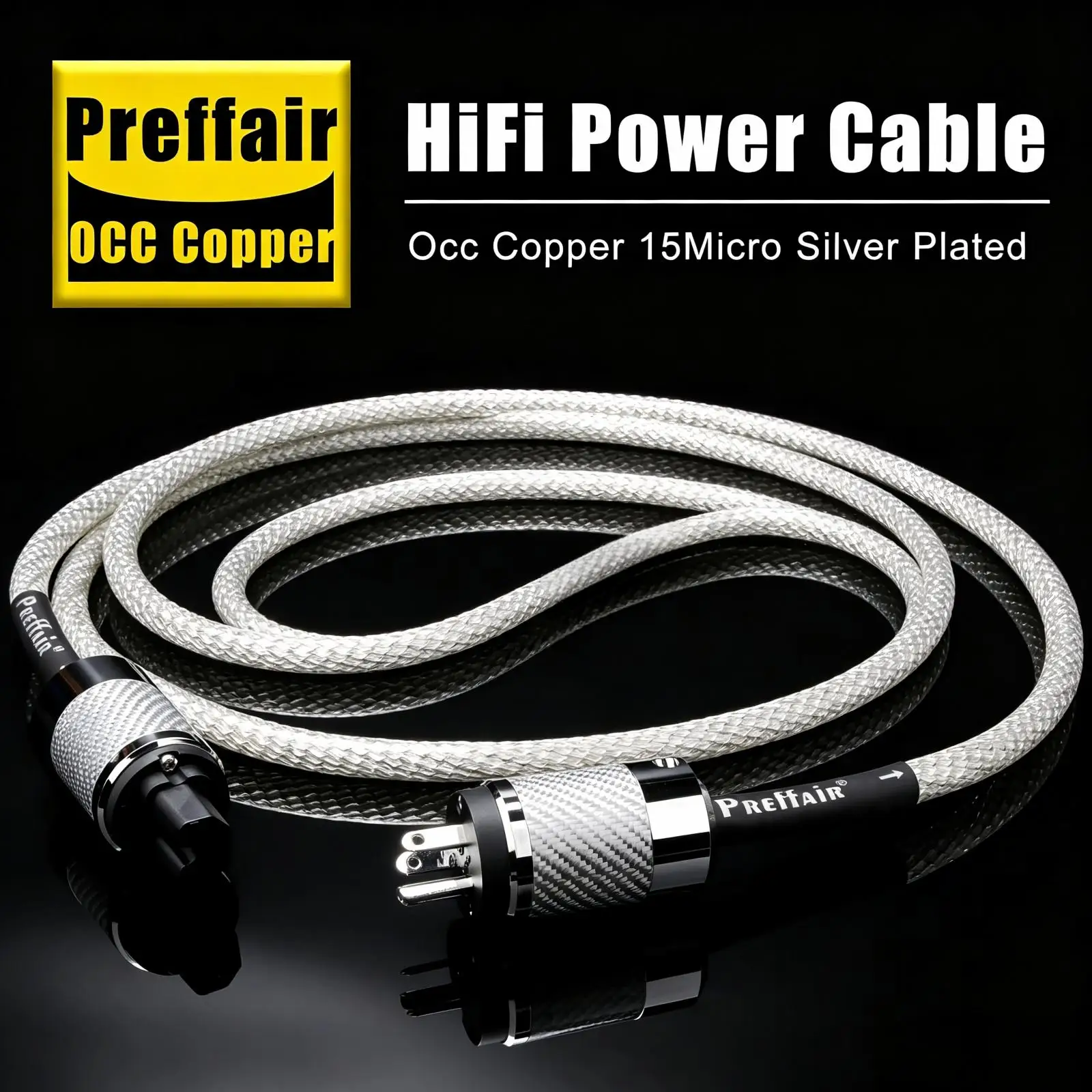 Кабель питания Preffair D537 Hi-End Audio, 5N OCC, посеребренный, Hi-Fi, с разъемами AU/US/EU, высококачественный соединительный шнур