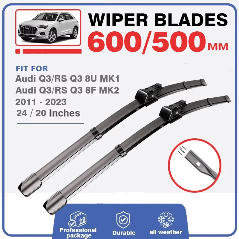 3Pcs Front Rear Wiper Blades Set For Audi Q3 8U 8F MK1 MK2 RS Q3 SQ3 2011 - 2023 Windshield Windscreen Window S Line 2017 2021