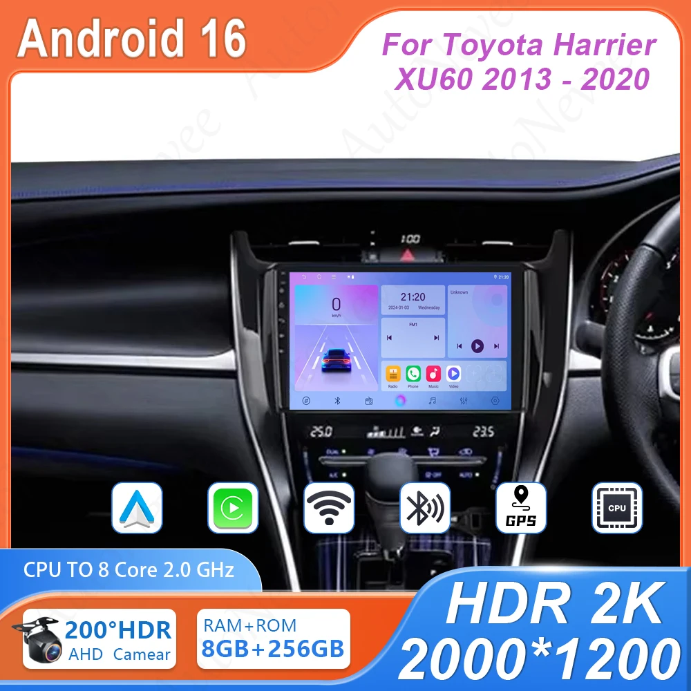 

Carplay Android Auto Car For Toyota Harrier XU60 2013 - 2020 radio Multimedia Video Navigation Stereo Radio 4G WIFI Bluetooth