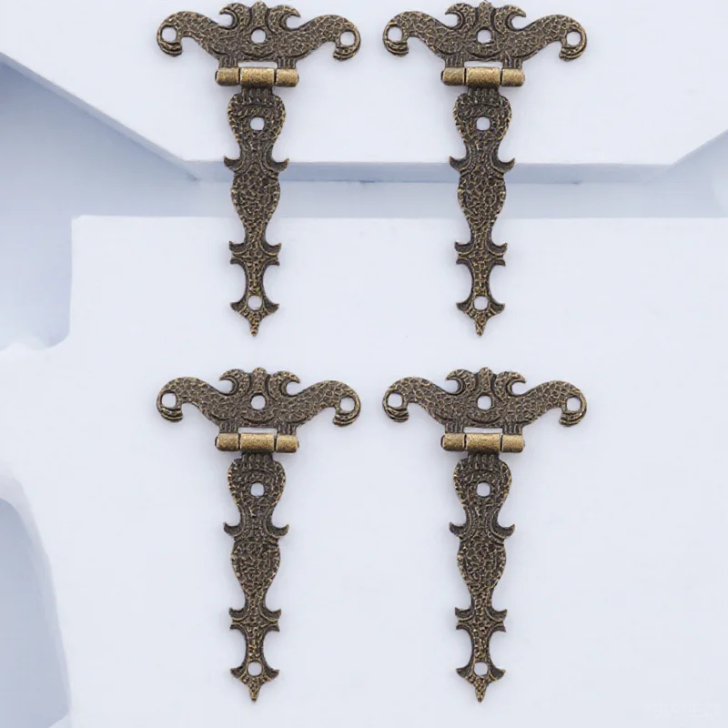 

4Pcs Zinc Alloy Hinges Vintage Rustproof Heavy Duty Cabinet Furniture Door Hinges Gate Strap Metal Accessories