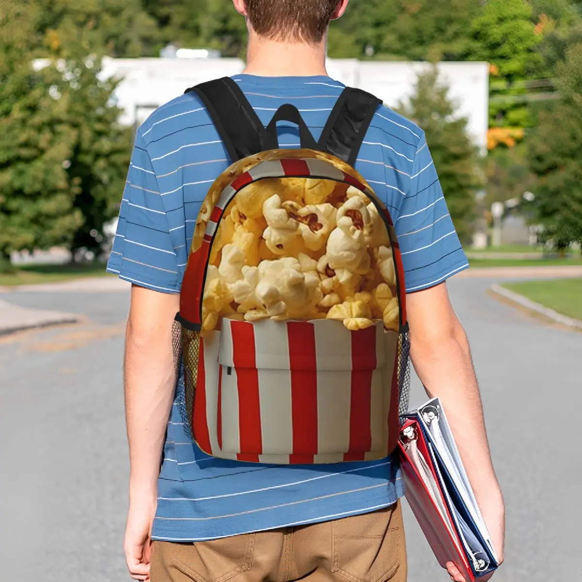 Popcorn Bucket Delight Backpack Student BookBag Children School Bag Laptop Shoulder Bags for Boys Girls