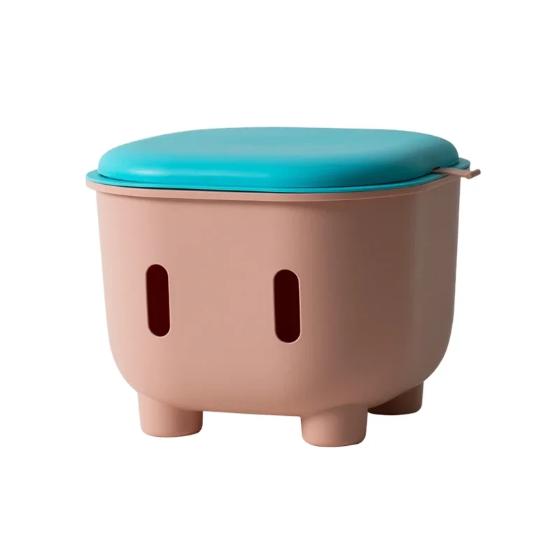 Sgabello portaoggetti per bambini Base in gomma antiscivolo Design a fumetti Panca in plastica addensata Organizzatore di giocattoli per bambini Boxobject Object