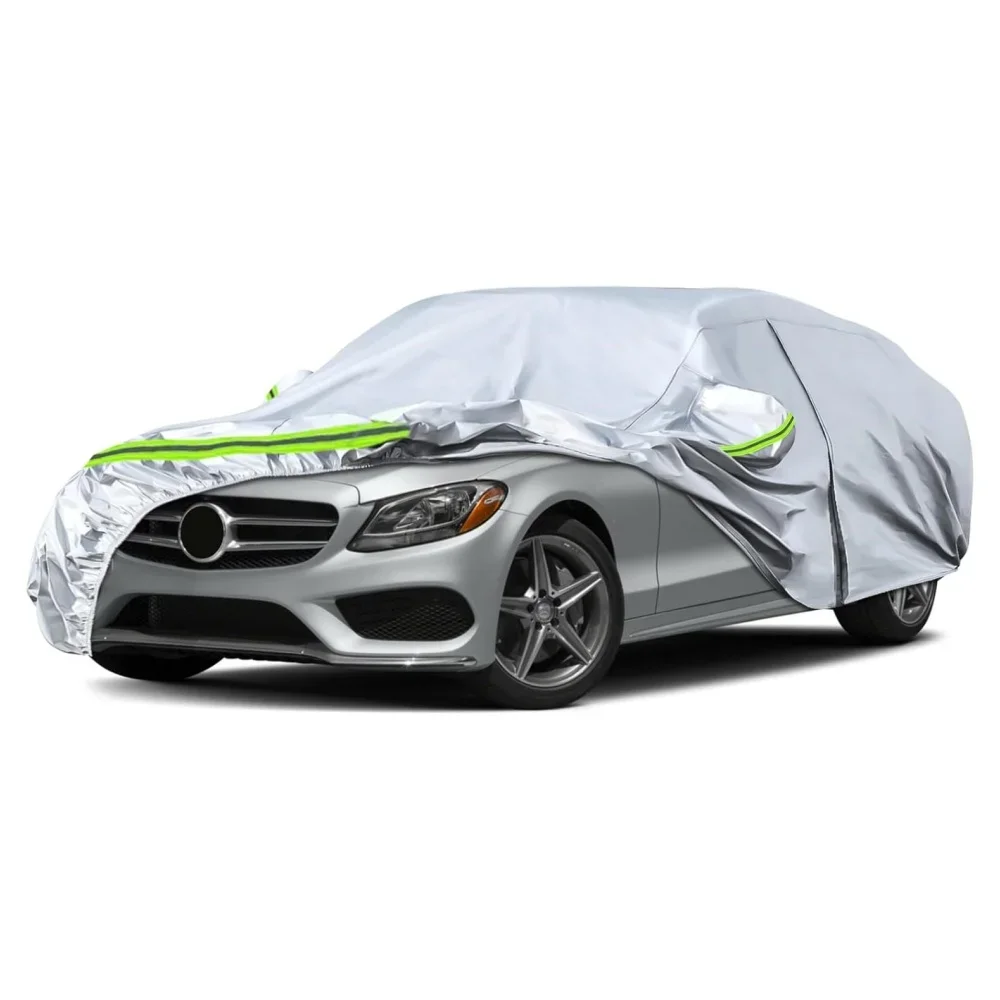 

Car Cover For Mercedes Benz C-Class2008-2025Silver All WeatherWith Zipper Door Windproof Band For Snow Rain Dust Hail Protection