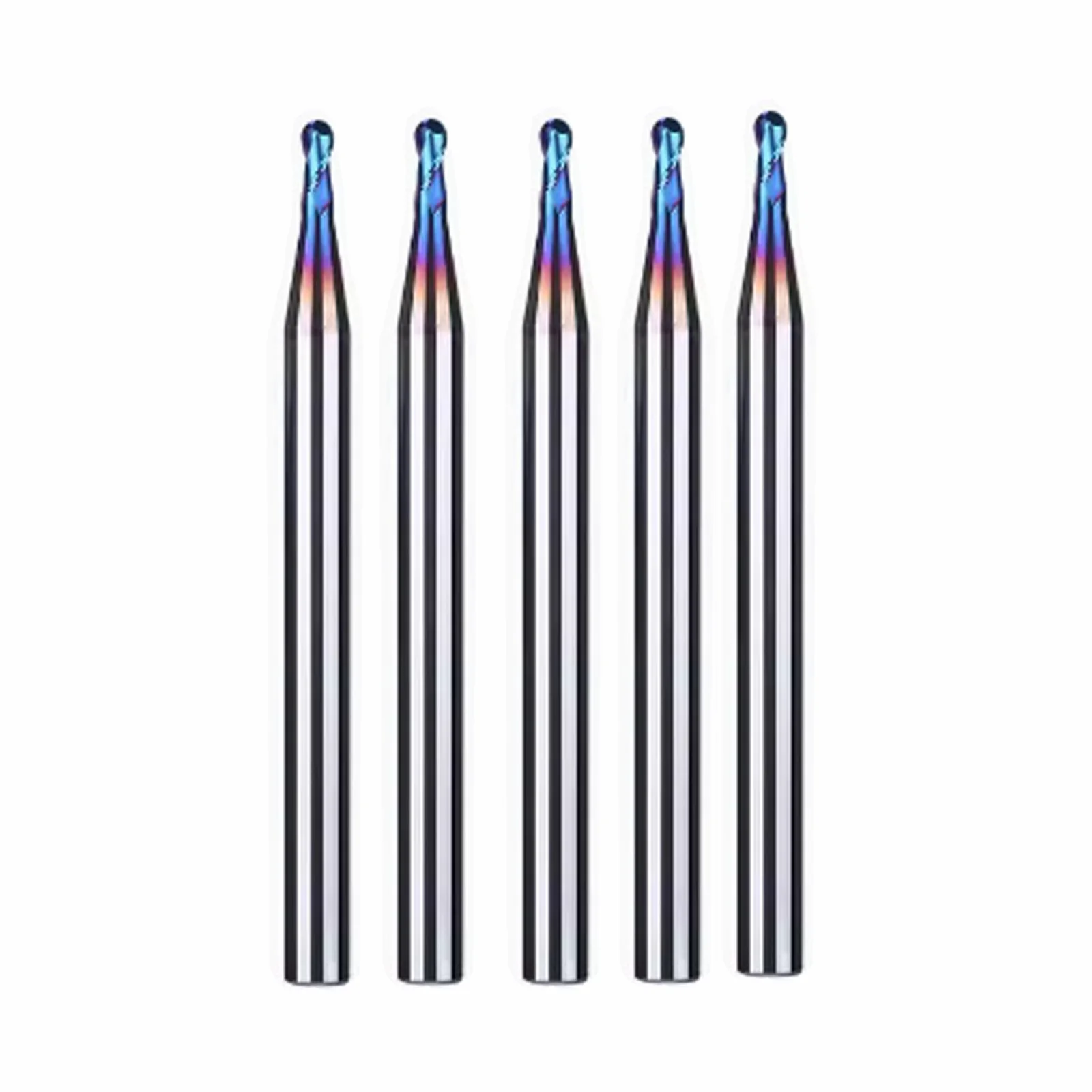 

5pcs 2mm HRC65 Tungsten steel Ball nose 2 Flutes Carbide End Mills with Nanco Blue Coating CNC Bits for Wood Plastic steel