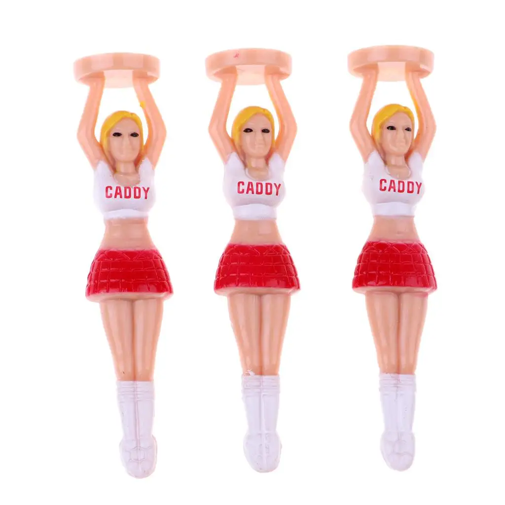 70mm Cheerleader Girl Plastic Golf Tee Ball Marker New Design 3pcs