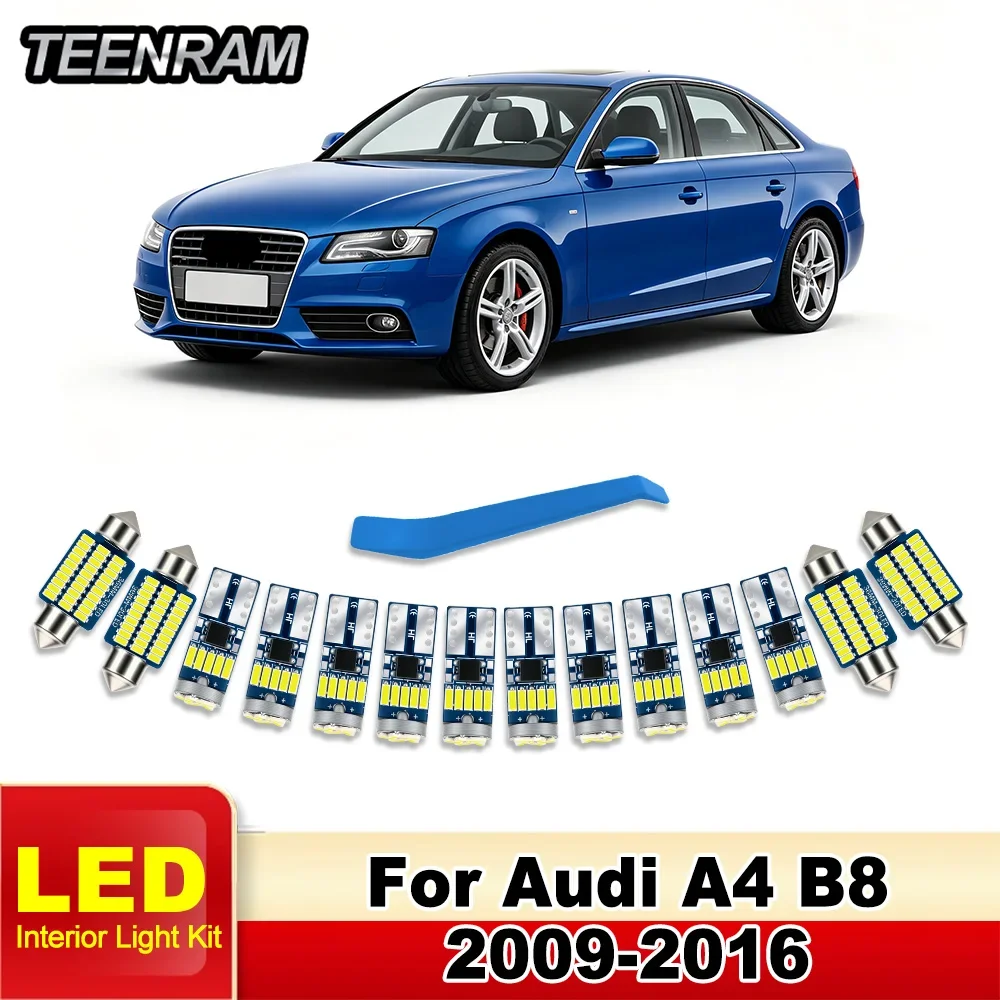 For Audi A4 B8 2009-2016 2010 2011 2012 2013 2014 Canbus Car Bulbs LED Interior Map Dome Vanity Mirror Trunk Glove Box Light Kit