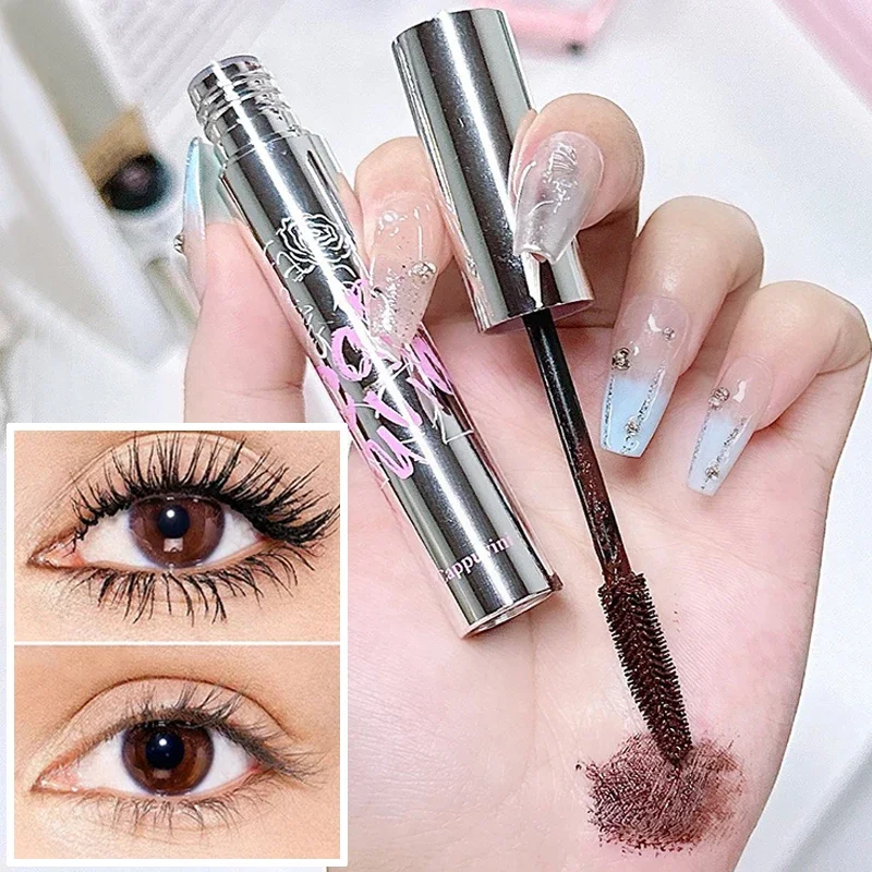 Waterproof Silk Fiber Matte Mascara Makeup Eyelashes Lengthens Fast Dry Brown Black Curling Silver Tube Mascara Beauty Comestics