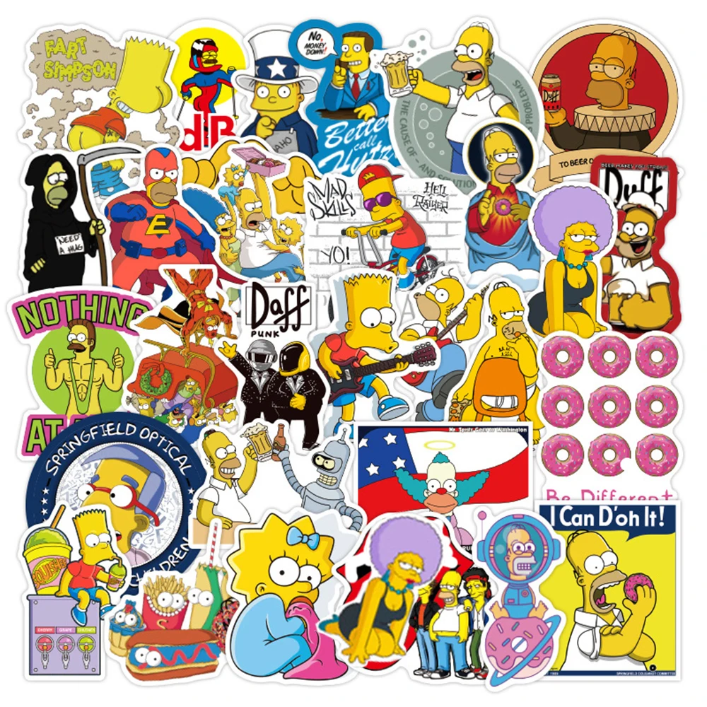 

10/30/50pcs Funny Anime Cartoon Simpsons Graffiti Stickers Skateboard Guitar Suitcase Bike Laptop Waterproof Sticker Kids Toy