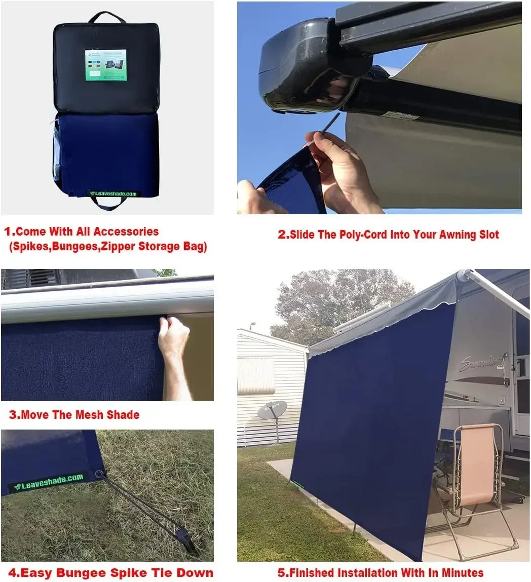 

[XMSJ] Сетчатая солнцезащитная шторка для маркизы RV 7' x 9' 3'' (подходит для маркизы 10')- Сетка-шторка для защиты от солнца для передней части маркизы RV, автодома, кемпера