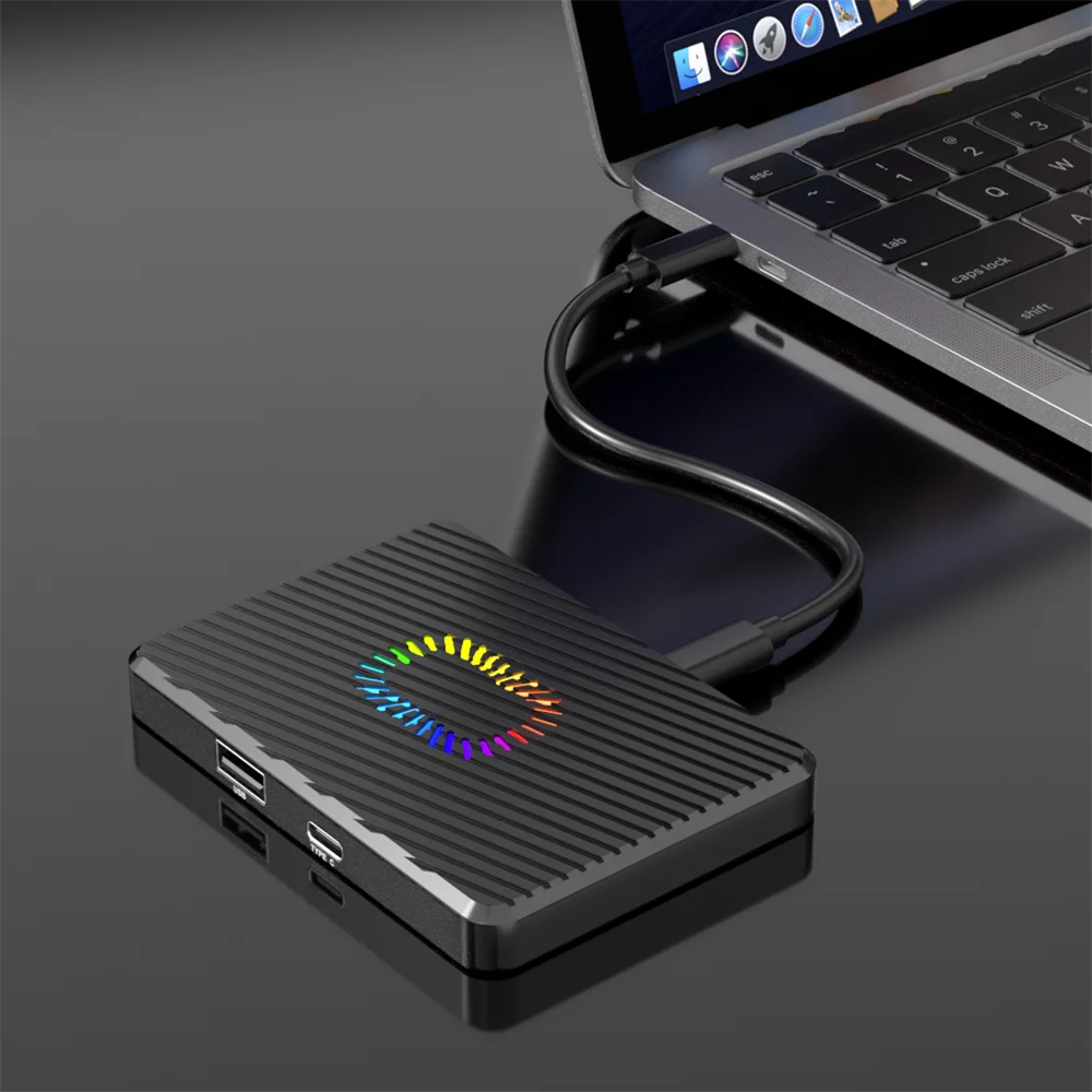 RGB Dual Bays M.2 Nvme y NGFF SSD Enclouse Case 10Gbps 8TB USB 3,2 tipo C estación de acoplamiento M2 PCIE Sata SSD adaptador de caja de disco para PC