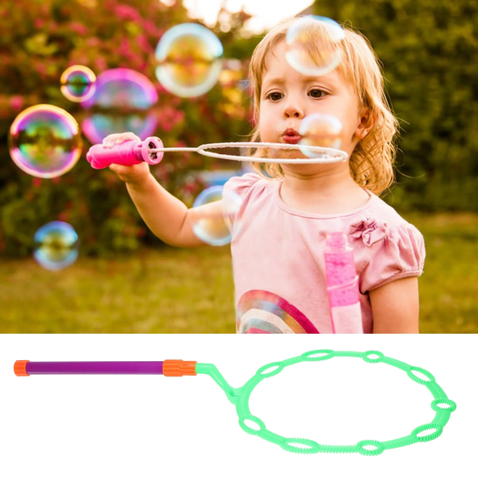 Long Detachable Handle Large Blowing Small Bubble Outdoor Play Blowing Bubble Tools Green