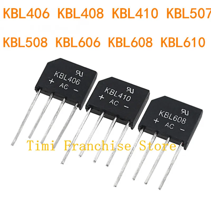 20pcs rectifier diode bridge KBL406 KBL408 KBL410 KBL507 KBL508 KBL606 KBL608 KBL610 DIP-4 4Pin 4A 5A 6A 600V 800V 1000V