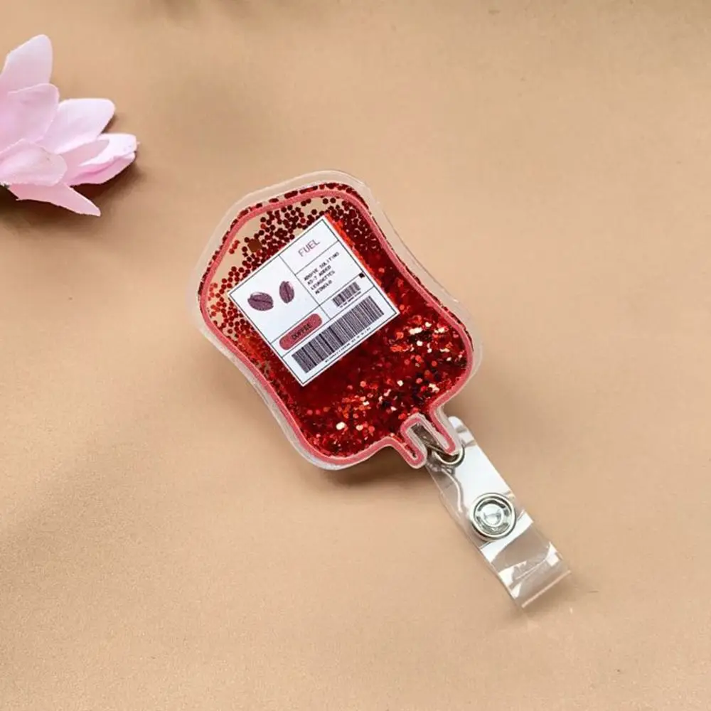 Fashion Glitter ID Badge Reels Lanyard Blood Bag Name Tag Holder Retractable Nursing ID Badge Holder